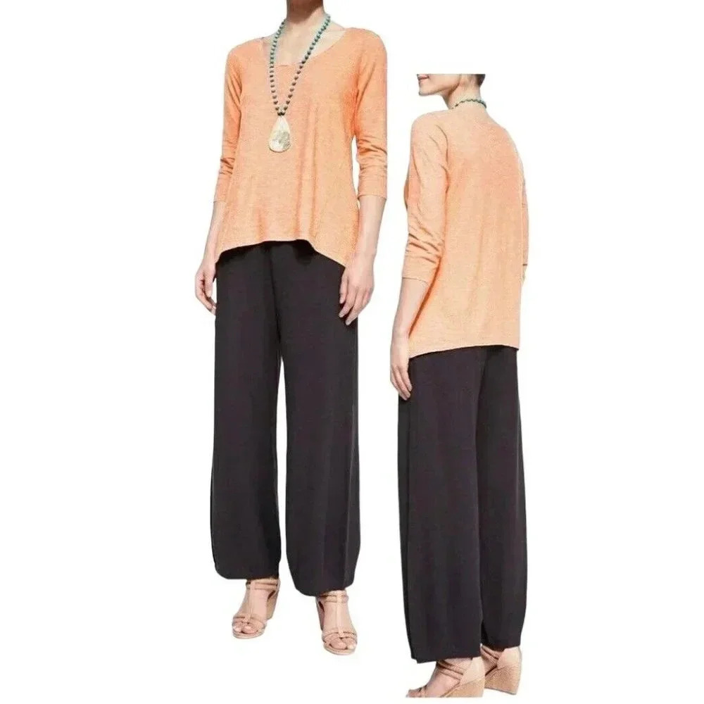 Eileen Fisher Scoop Neck Nectar Organic Cotton Hemp Twist Shirt Top Size S - Picture 2 of 3